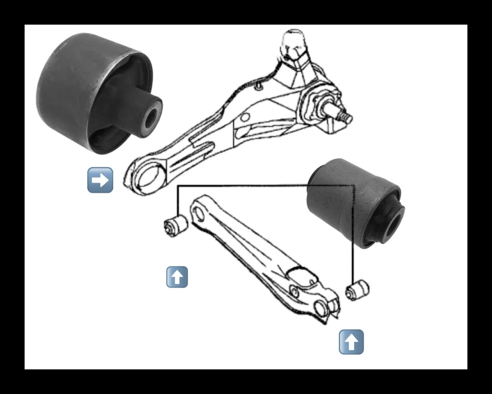 JUEGO DE 6 BUJES BRAZO DE CONTROL INFERIOR TRASERO PARA MITSUBISHI MIRAGE 1993-1996 Foto 2 de 2