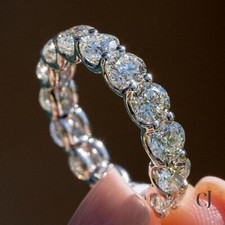 4.00 Carat Moissanite Round Cut Solid 14k White Gold Full Eternity Wedding Band