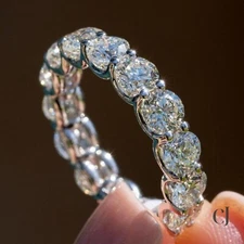 4.00 Carat Moissanite Round Cut Solid 14k White Gold Full Eternity Wedding Band