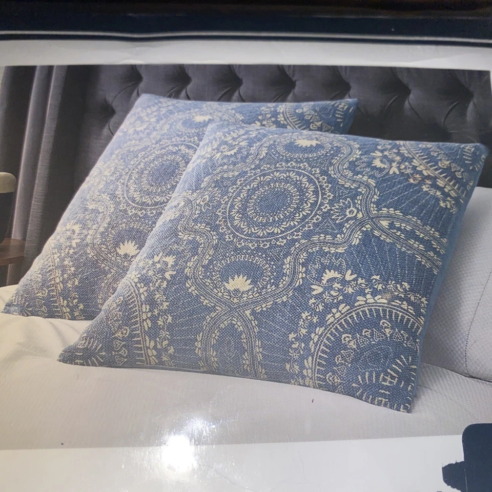 Nuevo con etiquetas Lote De Dos Tommy Hilfiger Broadcove Euro Sham Azul Algodón 26 x 26 Nuevo Foto 4 de 4