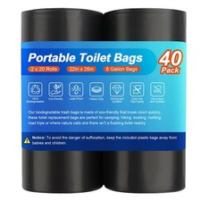 40 Portable Toilet Bags, Camping Toilet Bags 8 G, Biodegradable Porta Potty Bags