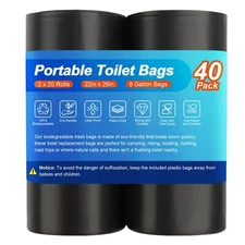 40 Portable Toilet Bags, Camping Toilet Bags 8 G, Biodegradable Porta Potty Bags