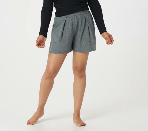 Knit Pleated Shorts (Hthr Dk Chrcoal, S 
