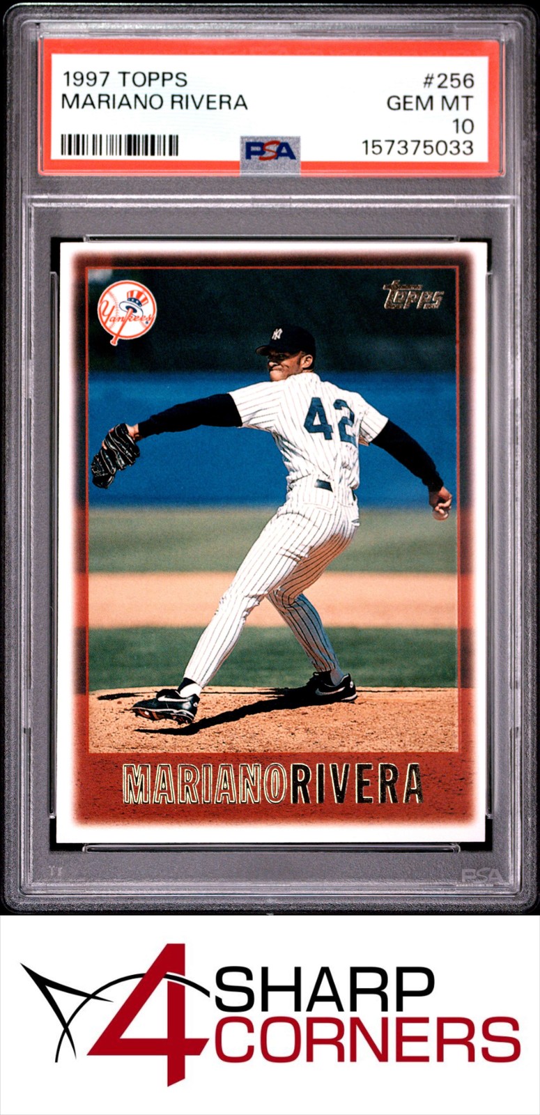 1997 TOPPS #256 MARIANO RIVERA YANKEES HOF PSA 10 view 1