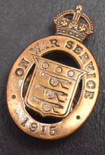 On War Service ~ 1915 Badge ~ Munition Workers ~ Fattorin Bolton