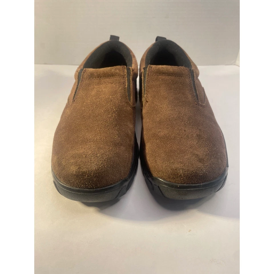 RedHead 男式 8M 码棕色麂皮绒皮革一脚蹬莫克斯休闲舒适鞋 — 第 3/4 张图片