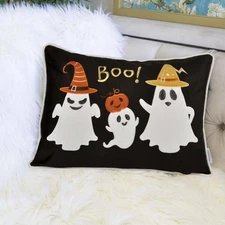14x20 Durable Halloween Boo Ghost Velvet Throw Pillow for Fall Halloween Décor