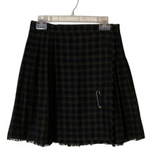 Vtg Abercrombie Fitch Womens Plaid A-Line Skirt Safety Pin Detail Size M Classic