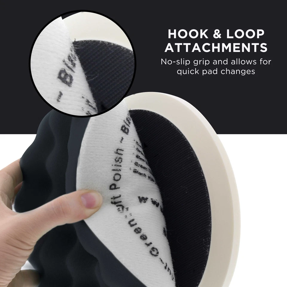 6.5" Black Waffle Final Finishing Grip Foam Polish Pad - DA Hook & Loop Detail - Image 4 of 4