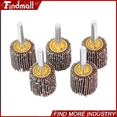 Findmall 5 Pack 1'' x 1'' x 1/4'' 60 Grit Aluminum Oxide Shank Mounted Flap Wheels