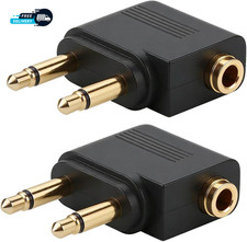 2 Pack Airplane Headphone Adapter Dual 3.5Mm Male to 3.5Mm Female
