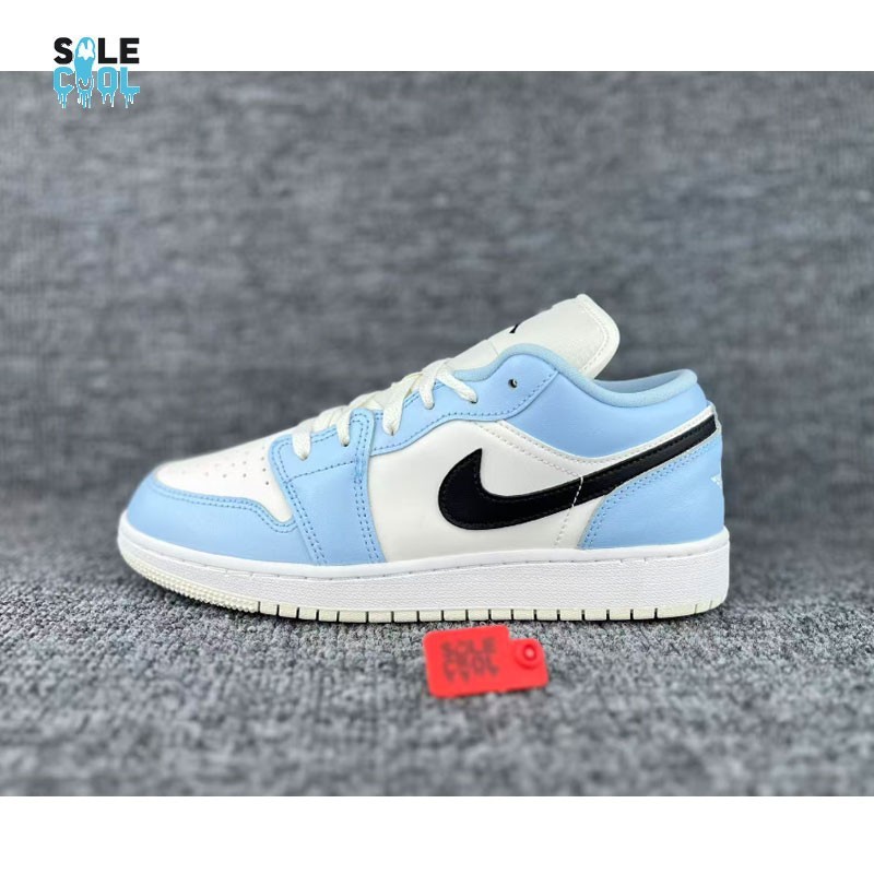 Nike Air Jordan 1 Low ホワイト/ブルー Nike Air Jordan 1 AJ1 Low GS Ice Blue Black Sail White Shoes