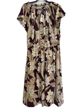 Chaps Women's Summer Grape Floral Dress Purple Midi Fit Flare Cap Sleeve $86 NWT