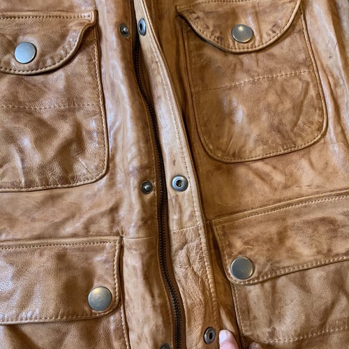 Murano Camel Tan Buttery Soft Italian Lamb Skin Leather Jacket Sz L EUC - Picture 8 of 10