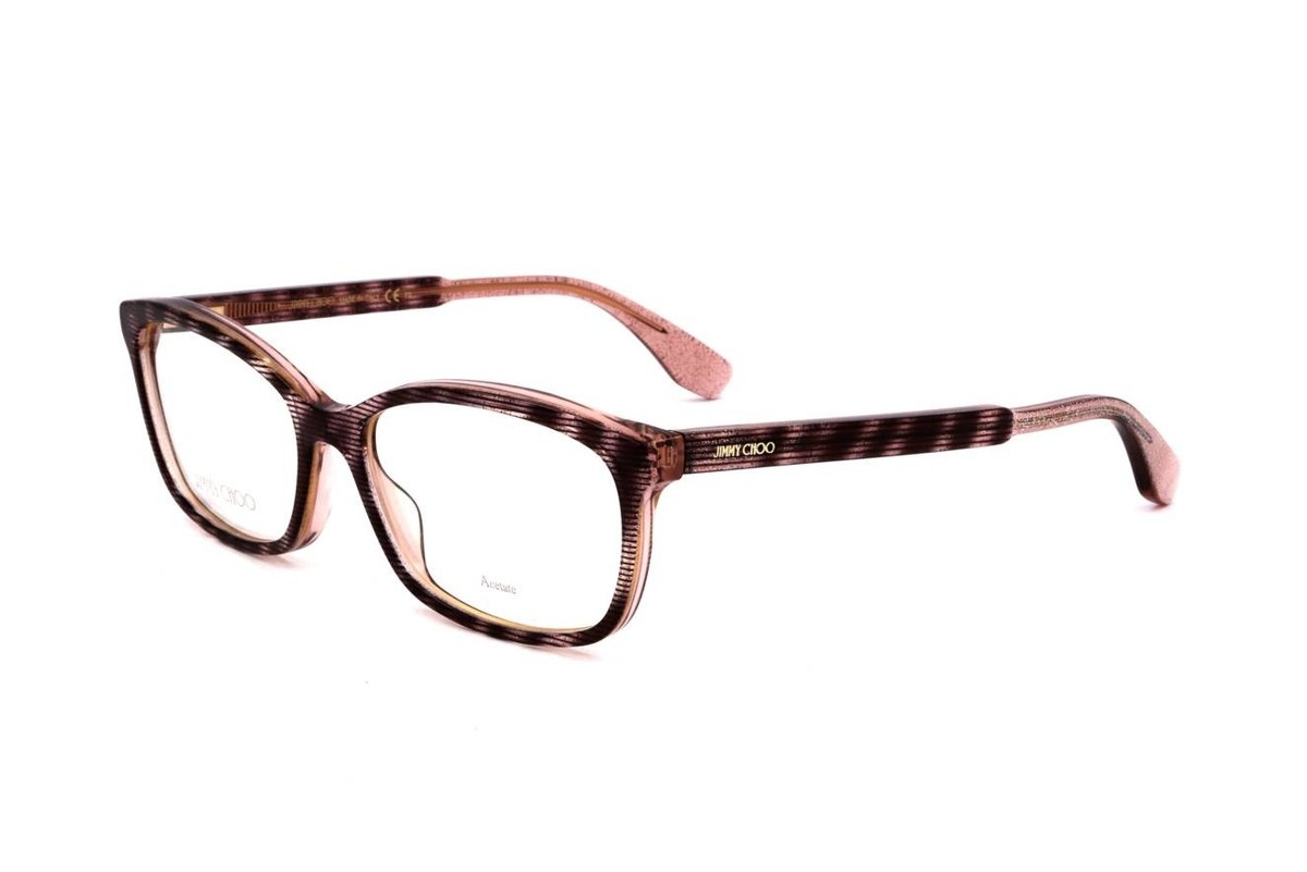 JIMMY CHOO 長方形フレムメカネ JC140 LXS Jimmy Choo JC140 LX9 STRIPED GLITTER RED 53/16/140 Women's