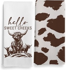 Western Cow Print Kitchen Towels Rustic Cow Kitchen Decor Set - 16x24in