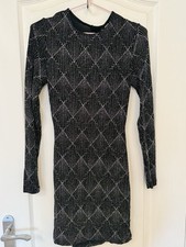 H&M Black sparkly Open Back Mini-dress (s8)