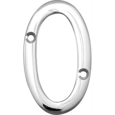 Door Number 0 Chrome House Numeral Screw Fix Metal 75mm