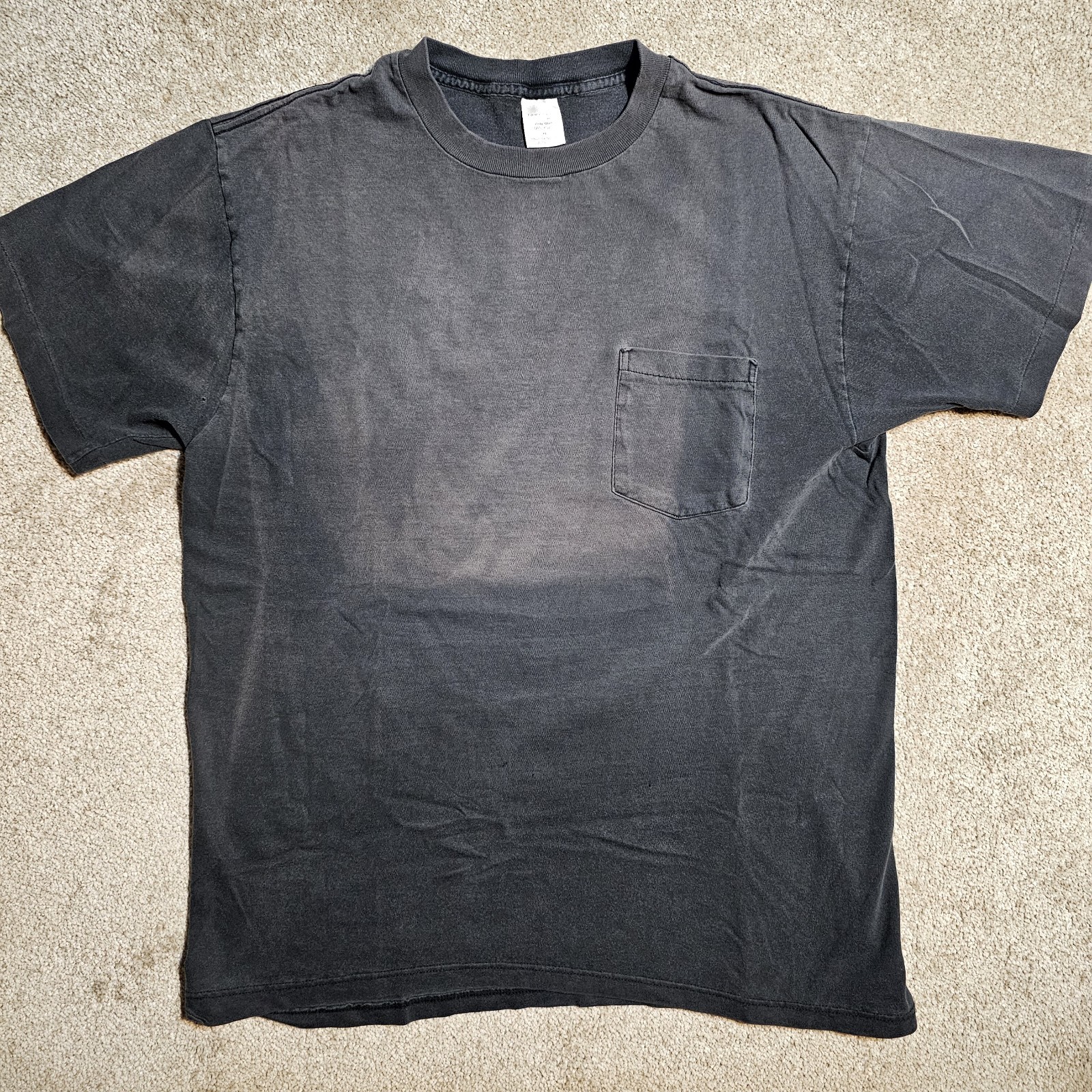 Vintage 90s Thrashed Faded Gray Pocket T-shirt Mens L Single Stitch Grunge Punk