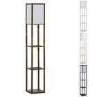 HOMCOM Stehlampe mit Regalen Wohnzimmer Stehleuchte E27 bis 40W Rustikales