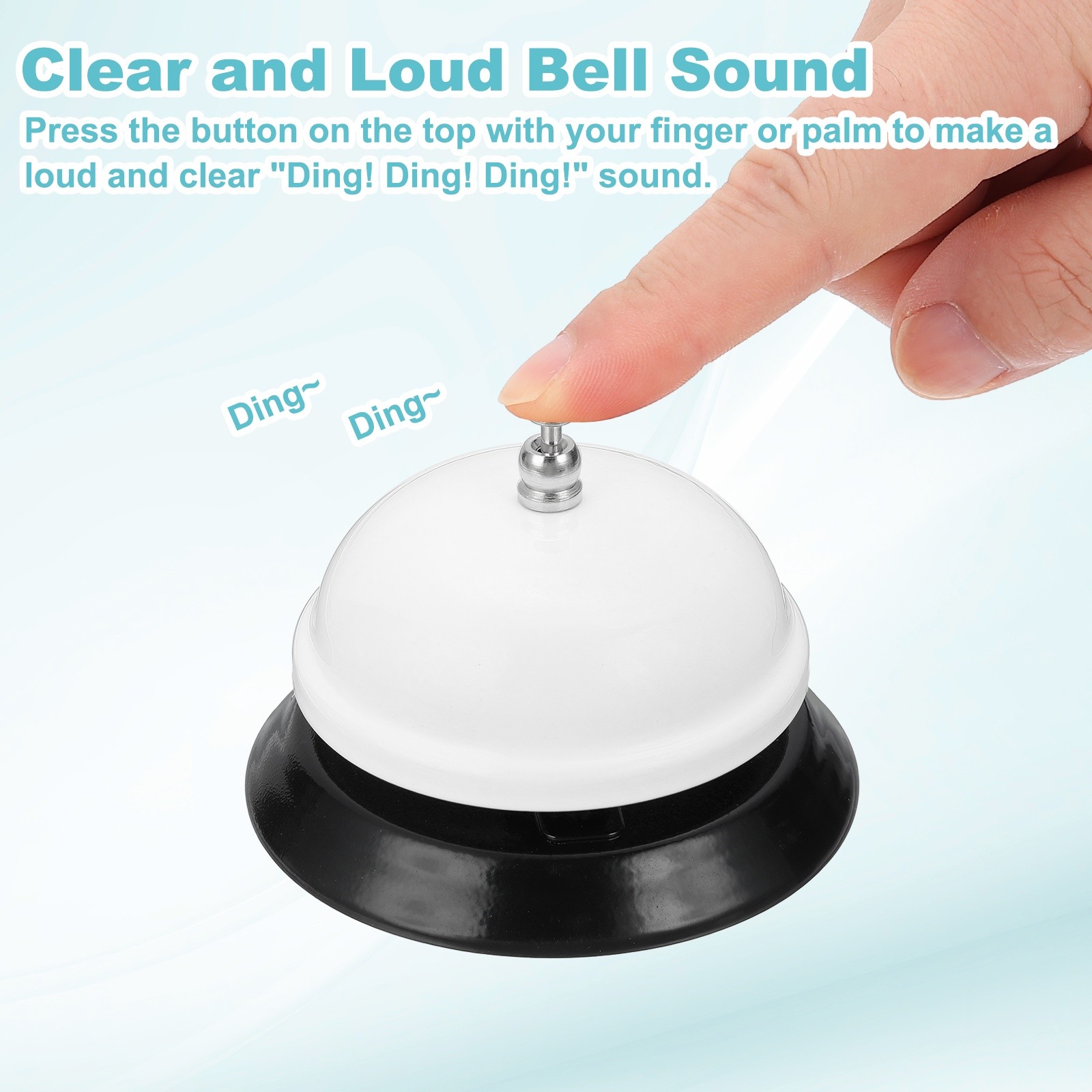 2Pcs Desk Service Call Bell, 3.35" Metal Dinner Hotel Service Bell Ring, White