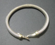 DAVID YURMAN Sterling Silver 925 14k Gold Cable Bangle Bracelet 5mm