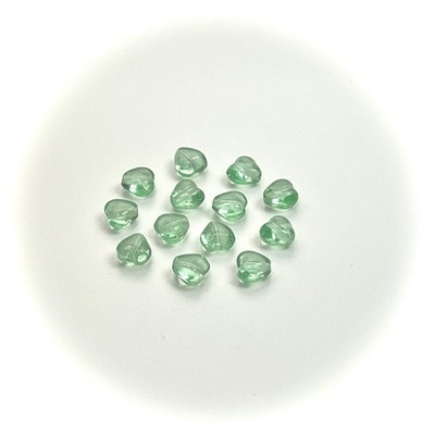 Czech glass Heart Beads 6x6mm Light Peridot green, Loose Pressed Beads, 50 pcs