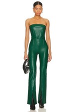 AMANDA UPRICHARD "Tavira" Pants Faux Leather Flared Slit Leggings - Green - M