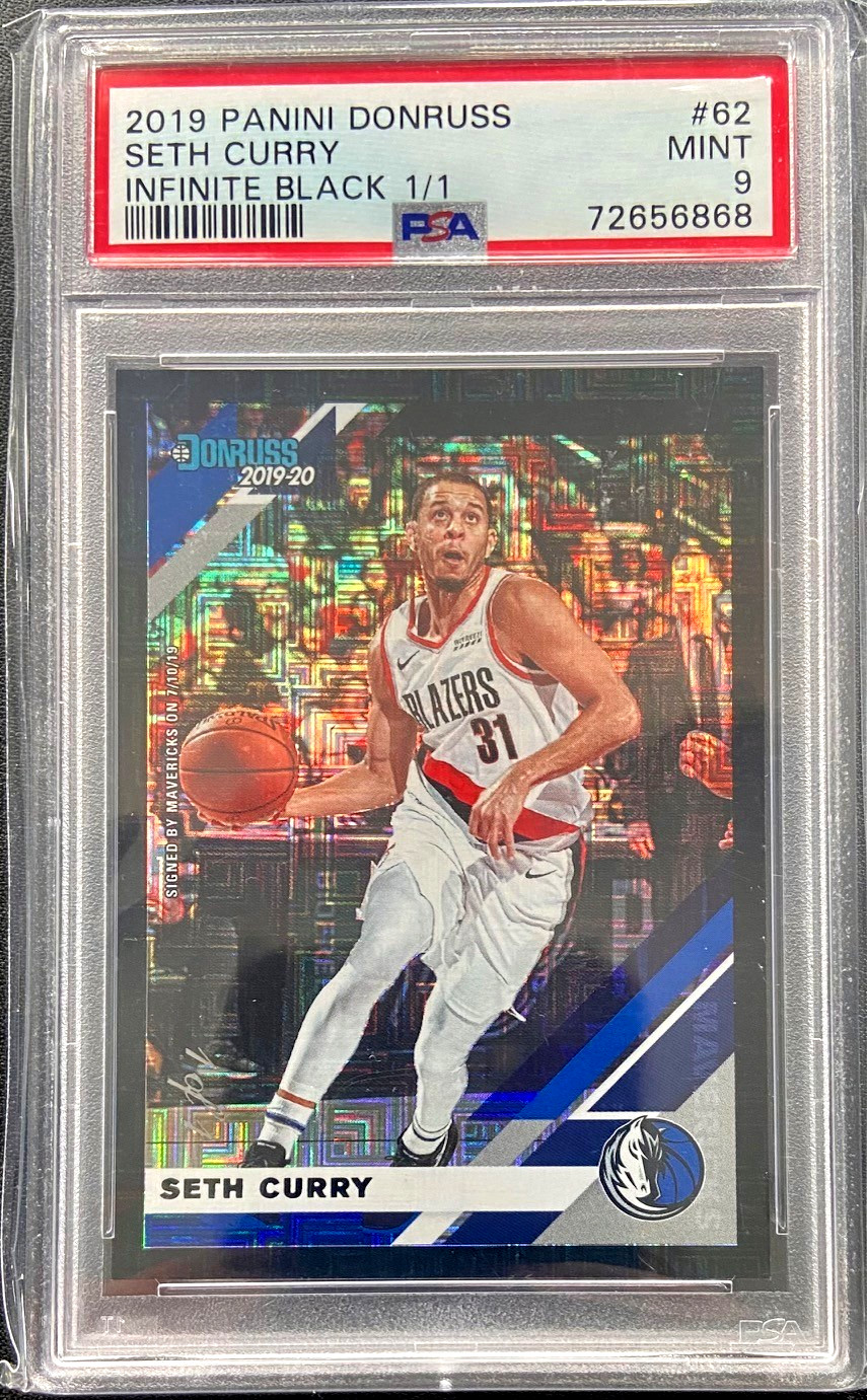 2019 Panini Donruss Seth Curry Infinite Black 1/1 Etch Square Parallel PSA 9 #62