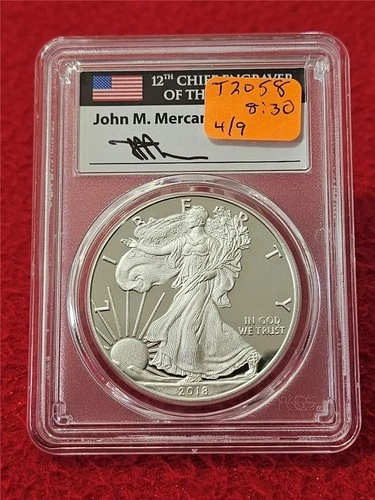 2018-W American Silver Eagle ASE DOLLAR PCGS PR 70DCAM MERCANTI FDI  #T2058