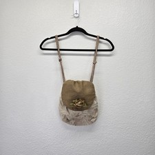 VTG Boho Tapestry Mini Backpack Rope Strap Jute Flap Rose Accent Cottagecore