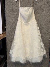 David’s Bridal Galina Ivory Tea-length Wedding Dress Size 14 STYLE H8665