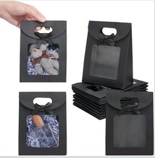 Kraft Paper Bags with Clear Window and Handle Stand up Bag 30 Pack