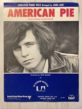 American Pie Words & Music by Don McClean VTG Sheet Music Book