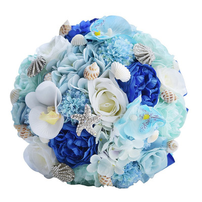 Abbie Home Beach Wedding Bridal Bouquet Blue White Rose Peony Tossing Flower