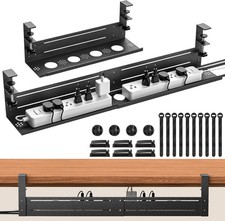 Under Desk Cable Management Tray - 18-29in Retractable Iron Cord Organizer, No-D