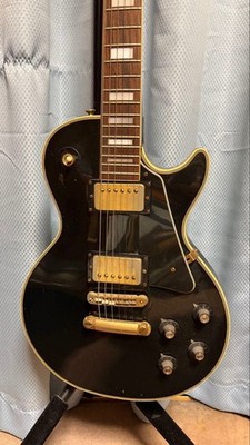 Westminster Les Paul Custom Style Electric Guitar Black Gold Hardware USED