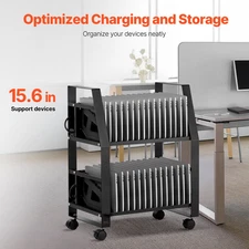 Efficient Mobile Charging Cart for Laptops & Tablets - Supports 32 Devices, Dura