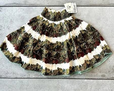 Kate Quinn Organic Cotton Skirt Smocked Tiered Pom Pom Edge Retail $29 12-18 M