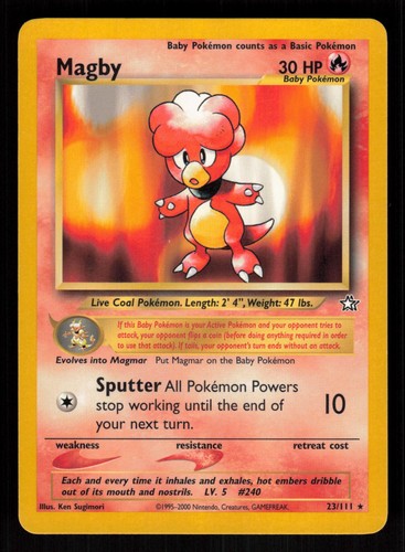 Magby 23/111 Neo Genesis Unlimited Rare NM/M Pokemon Sugimori