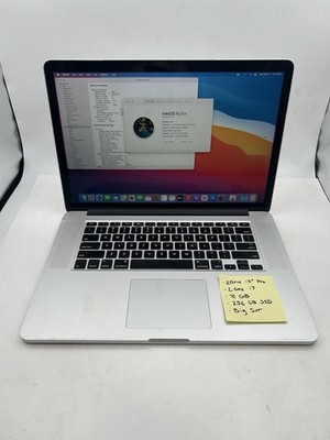 Apple MacBook Pro 15  (2014, 256GB SSD, 8GB RAM,i7,Big Sur,No AC) #0380