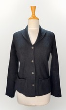 NEIMAN Marcus 100 Cashmere Fitted Button Up Knit Blazer Shawl Collar Black sz S