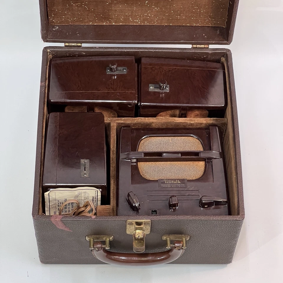 Intercomunicador Teletalk 605M Eléctrico Webster De Colección 3 Altavoces Estuche 5D45/Encendido Foto 2 de 4