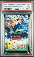 1998 POKEMON CENTER PHONE CARD MEWTWO STRIKES BACK/PIKACHU'S VACATION PSA 9