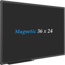 Magnetic Chalkboard/Black Board 36 X 24 Inch, Black Aluminum Frame Board with...