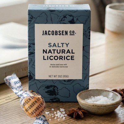 Jacobsen Co. Salty Natural Licorice - Anise & Buttery Sea Salt Candy Box 3oz 
