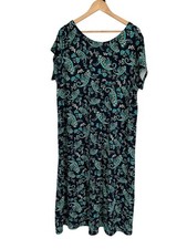 J. Jill Dress Women's Size XL Blue Green Paisley Wearever Knit Midi Boho