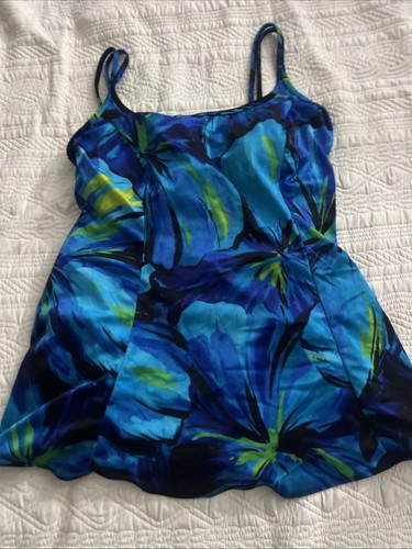 Longitude Lingerie Swim Dress Blue Size 16 Tropical holiday Summer