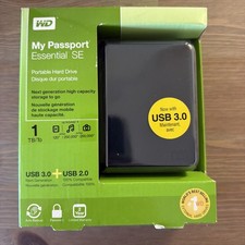 WD My Passport Essential SE Black 1TB USB 3.0 Portable External Hard Drive - NEW