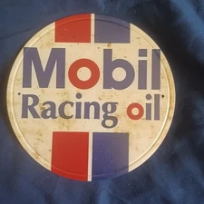 Mobil Oil Metal Sign 8" Round Man Cave Garage Bar Gas Station Wall Art Auto Gas